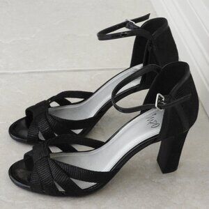 IMPO Black high heels with ankle strap, size 8.5